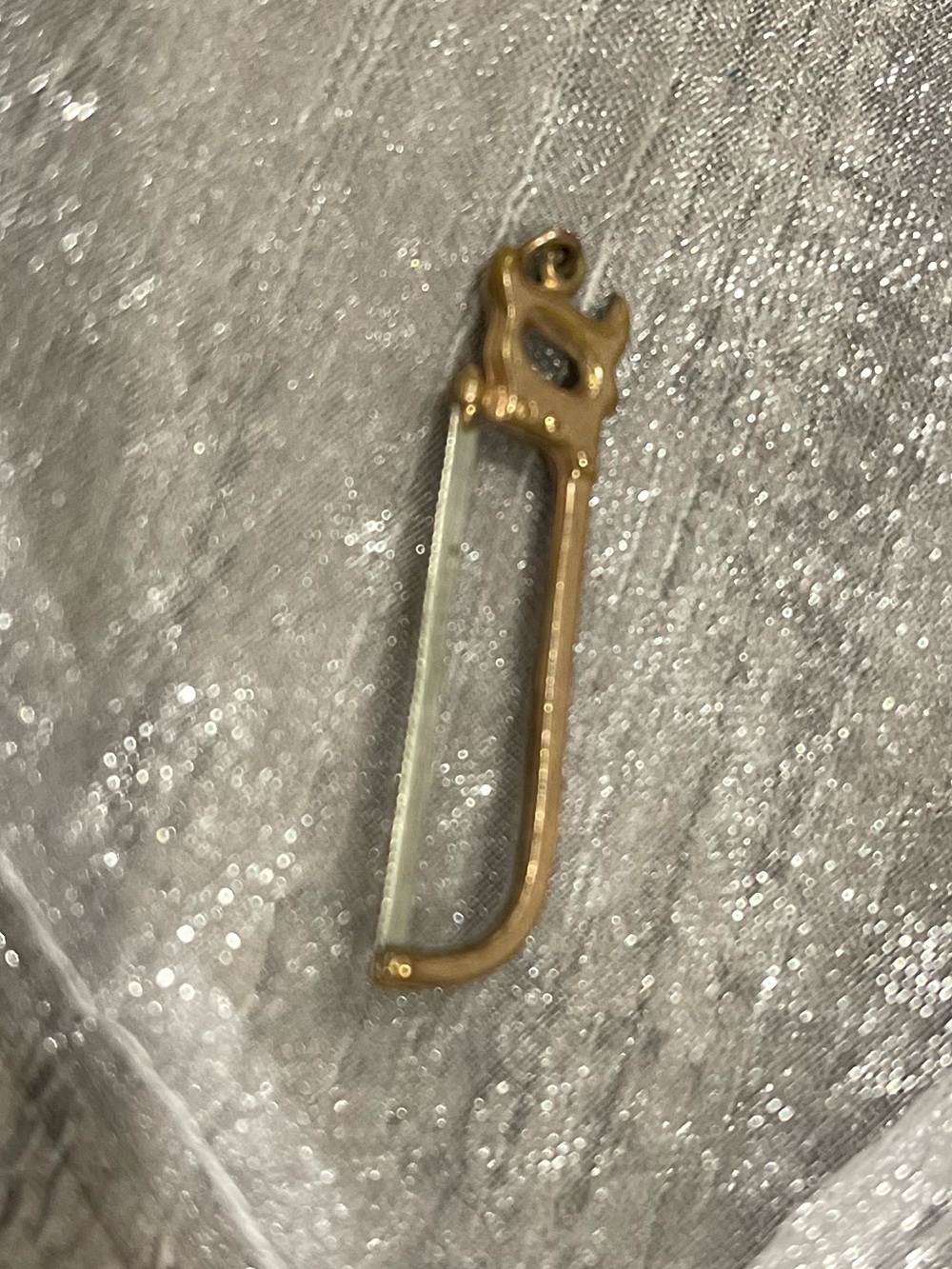 Gold/Silver Mini Saw Pendant Necklace Charm - Picture 2 of 8